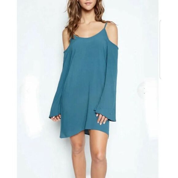 NWT Michael Lauren Gillis Bell Sleeve Dress in Tidepool - Picture 1 of 7